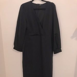 Shein black faux wrap evening dress